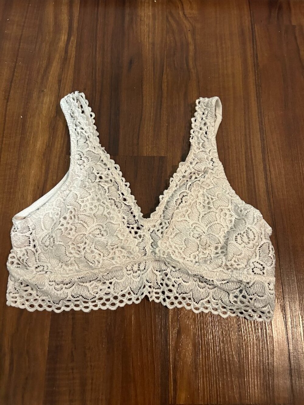 Aerie Cream White Lace Detail Bralette Size L Y2K Leisure Comfortable Festival